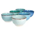 Produktbild: MamboCat Blue 6er Müsli-Schalen-Set blau I robuste Steingut-Schüsseln für 6 Personen I Müsli-Schale & Beilagen-Schüssel mit modernem Strudel-Muster I Blaue Müsli-Schüssel 650 ml 6 Stück