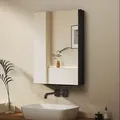 Produktbild: Schwarzer Spiegelschrank Bad Mit Innenspiegel 50 X 70 Cm Medizinschrank Badezimmerschrank Mit Spiegel Und Verstellbare Glasablage