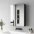Produktbild: Spiegelschrank Bad 50x70cm Spiegelschrank Mit Innenspiegel Spiegelschränke Hängeschrank Medizinschrank Badschrank Badezimmer Badezimmerschrank Schwarz
