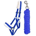 Produktbild: ARBO-INOX® Reithalfter Halfter-Set Starter mit Kunstfell Halfter und Führstrick blau Pony
