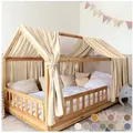 Produktbild: lilimaus Betthimmel Hausbetthimmel Baumwoll Musselin Betthimmel Kinder Hausbett 2er Set, Stilvolle Musselin-Deko für Kinderzimmer, ideal als Geschenkidee beige 135 cm x 270 cm