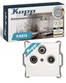 Produktbild: Kopp PARIS 3-fach Antennensteckdose - Arktis-Weiß - Hochwertige IP20 TV-Kabel-Steckdose - Stilvolle TV/RF Antennendose aus glänzendem Kunststoff - SAT-Dose für alle gängigen Antennensteckdosen