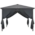 Produktbild: vidaXL Gartenpavillon mit Vorhang Aluminium 3x3 m Schwarz