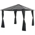 Produktbild: Gartenpavillon Mit Vorhang Aluminium 3×3 M Schwarz - Vidaxl
