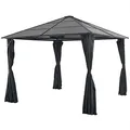 Produktbild: vidaXL Gartenpavillon mit Vorhang Gartenzelt Partyzelt Aluminium 3×3 m Schwarz