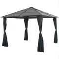 Produktbild: Garten Pavillon Gartenzelt Mit Vorhang Aluminium 3x3 M Schwarz