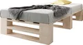 Produktbild: sunnypillow Palettenbett M2 aus Holz 90 x 200 cm mit Lattenrost Stabiles Seniorenbett Kinderbett Jugendbett Gästebett erhöhtes Einzelbett Bettgestell