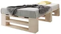 Produktbild: sunnypillow Palettenbett M2 aus Holz 90 x 200 cm mit Lattenrost Stabiles Seniorenbett Kinderbett Jugendbett Gästebett erhöhtes Einzelbett Bettgestell Futonbett Komforthöhe Naturholz