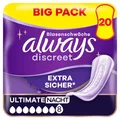 Produktbild: Always Discreet Inkontinenzeinlagen für Frauen Ultimate Nacht 20 Stück Extra Sicher und Diskret