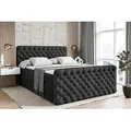 Produktbild: ALTDECOR Boxspringbett mit Fußteil, 2 Matratzen und Topper - 120x200 cm - BOXI8-Z KING - Schwarz Samt - Polsterbett mit, H3- und H4- Matratzen, Be... - Schwarz
