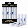 Produktbild: 7er-Pack weiße Taschentücher mit Satinrand und blauen gestickten Initialen, E