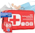 Produktbild: Verbandstasche KFZ Norm 2026 mit Beatmungstücher - Verbandskasten Auto - DIN13164:2022 - Erste Hilfe Set - Verbandskasten StVO konform (Rot)