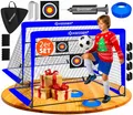 Produktbild: KESSER® Fußballtor Kinder Pop-Up 2er Set | Fußball-Tore Faltbar mit Glasfaserstangen & hochwertigen Tornetzen für Indoor, Outdoor & Garten | Mit Transporttasche 6X Hütchen Ballpumpe Zielscheibe Blau