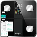 Produktbild: Smarte Personenwaage mit großem Display, 15 Metriken, App-Sync, 180 kg, Schwarz