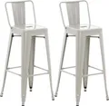 Produktbild: CLP Barhocker 2er Set mit Lehne im Industrial-Look Mason, mit Rückenlehne - silber