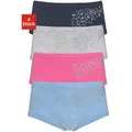 Produktbild: Panty PETITE FLEUR, Mädchen, Gr. 122/128, 4 Stk., bunt (blau, meliert, pink, marine, grau, meliert), Obermaterial: 95% Baumwolle, 5% Elasthan, unifarben, körpernah, Unterhosen Panty, mit Glitzerdruck