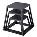 Produktbild: VEVOR 3-teilige Plyometrische Sprungboxen, 305/458/609 mm Plyometric Box Schwarz, Rutschfestes Fitness-Übungs-Step-Up-Box-Set für Heim-Fitness-Training, Konditions-Krafttraining, Jump Training Tragbar