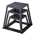 Produktbild: VEVOR 3-teilige Plyometrische Sprungboxen, 305/458/609 mm Plyometric Box Schwarz, Rutschfestes Fitness-Übungs-Step-Up-Box-Set für Heim-Fitness-Training, Konditions-Krafttraining, Jump Training Tragbar
