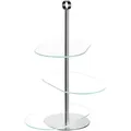 Produktbild: LEONARDO HOME CENA Etagere • 1 Stück • Moderne Glasetagere • für Kuchen und Häppchen • elegante Etagere • für Brunch und Buffet • Zeitloses Design • für jede Gelegenheit • Höhe 39 cm • silber • 025364