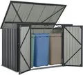 Produktbild: Juskys 3er Mülltonnenbox Namur 3 x 120 Liter Tonnen - 2 m² - 2 große Türen - Metall Mülltonnenverkleidung Müllbox Müllhaus Aufbewahrungsbox