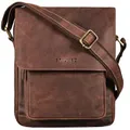 Produktbild: STILORD 'Ragnar' Kleine Umhängetasche Herren Leder Herrenhandtasche zum Umhängen Schultertasche Männer Tablet Tasche Messenger Bag Tasche klein Echtleder, Farbe:veleta - braun