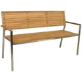 Produktbild: Gardenson Gartenbank, Silber, Teak, Holz, Metall, Teakholz, Hartholz, 2-Sitzer, 144x86x55 cm, mit Rückenlehne, abwischbar, Gartenmöbel, Gartenbänke