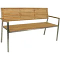 Produktbild: 3-Sitzer Bank Sitz Teakholz Edelstahl Garten Terrasse Lounge Balkon 150x86x56cm