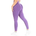 Produktbild: SMILODOX Scrunch Leggins Damen Shaped Fit, Seamless Sporthose, Batik Acid Scrunch Sanduhr-Design Yogahose, Elastischer Bund Figurschmeichelnd für Fitness & Alltag, Größe:XS, Color:Lila