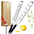 Produktbild: Exitoso Zitronenreibe Edelstahl Gewürzreibe - Zester und Reibe 2in1 Set - Parmesanreibe Parmesanhobel Käsereibe Grob Zestenreibe Küchenreibe Profi - Parmesan Handreibe Klein