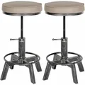 Produktbild: CLP 2er Set Sitzhocker Destin mit Kunstlederbezug I Hocker im Industrial Design I gepolstert und höhenverstellbar