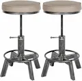 Produktbild: CLP 2er Set Sitzhocker Destin mit Kunstlederbezug I Hocker im Industrial Design I gepolstert und höhenverstellbar, Farbe:antik Silber