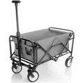 Produktbild: BigDean Kompakter Bollerwagen Faltbar Grau bis 80kg Belastbar Kleiner Bollerwagen Platzsparend Zusammenklappbar für Ausflüge Camping Einkäufe