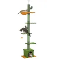 Produktbild: PawHut Kratzbaum Deckenhoch, Katzenbaum, 230-275 cm Katzenkratzbaum mit Katzenhöhle, Kratzstämmen, Spielball, Katzenmöbel mit Kippschutz, Grün