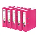 Produktbild: Original Falken 5er Pack PP-Color Kunststoff-Ordner. Made in Germany. 8 cm breit DIN A4 Pastell-Farbe pink Vegan Ringordner Aktenordner Briefordner Büroordner Plastikordner Schlitzordner