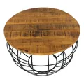 Produktbild: Amago home Couchtisch Wohnzimmer-Tisch rund ø 55 cm Beistelltisch Metall Gestell Tischplatte Holz massiv Farbe braun - Bassano