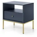 Produktbild: Möblo Nachtisch, Dunkelblau, Gold, Holzwerkstoff, 1 Schubladen, 54x56x39 cm, Schlafzimmer, Nachttische