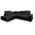 Produktbild: ECKSOFA NOLA L-S Schwarz Velours-Stoff mit Schlaffunktion