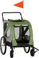 Produktbild: PawHut 2-in-1 Hundeanhänger & Hundebuggy, Hundefahrradanhänger Fahrradanhänger, Hundewagen mit Reflektoren für Mittelgroße Hunde bis 20 kg, Oxford-Gewebe, Grün