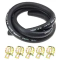 Produktbild: Laixin 25/64” Zoll Ø 10 mm Kraftstoffgasleitung Kit 1 Meter Benzinschlauch mit 5 Stücke Schlauchschellen für Boot Marine Gas Diesel Benzin