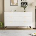 Produktbild: Flieks Kommode mit 6 Schubladen, Elegantes Sideboard mit viel Stauraum, Aufbewahrungsschrank Wohnzimmer Flur, 120x40x77cm, Weiß