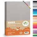 Produktbild: Premium Kinder Spannbettlaken leevitex® | 1er Set | Für Babybett & Kinderbett 70 x 140 cm | 100% hochwertige Mako-Jersey-Baumwolle - 170 g/m² | Öko Tex geprüft | Silber/Hellgrau
