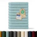 Produktbild: Blumtal Premium Frottier Gästehandtücher Set 12 teilig 100% Baumwolle - Oeko-TEX zertifiziertes Gästehandtuch 12x (30x30 cm) - Ultra saugstarkes Gästetücher Set waschbar °60 - Handtücher Hellblau
