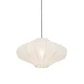 Produktbild: Qazqa - Design Design-Hängeleuchte Weiße Seide 50 cm - Plu I Wohnzimmer I Schlafzimmer - Textil Rund - LED geeignet E27