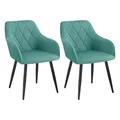 Produktbild: WOLTU 2er Set Esszimmerstühle mit Armlehne Rückenlehne, für Esszimmer Wohnzimmer Küche, Bequeme Küchenstühle gepolstert mit Samtbezug, Metallbeinen, Türkis