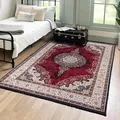 Produktbild: Mazovia Orientalisch Vintage Teppich - Kurzflor Waschbar - Weich Traditioneller Teppich für Wohnzimmer, Schlafzimmer, Esszimmer – Oriental Teppiche - Rot 160 x 230 cm