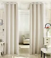 Produktbild: 2er Set Gardine blickdicht Ösenschal Vorhang Schal 135x225cm Creme VH5866cm-2