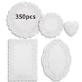 Produktbild: 350 Pcs Lace Paper Deckchen 6 Formiger Untersetzer Deckchen Kuchen Rund Oval ...