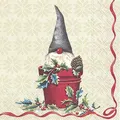 Produktbild: IHR Ideal Home Range TOMTE IN The Bucket Cocktail-Servietten Papier 3-lagig 20 Stck/Packg. 25 x 25 cm Creme Weihnachten Wichtel Zwerg