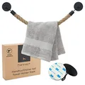 Produktbild: Hennez Handtuchhalter Jute Seil – Handtuchhalter Wand, Bad ohne Bohren – Handtuchhalter Küche Kleben statt Bohren – Geschirrtuchhalter Handtuchstange Schwarz