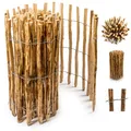 Produktbild: Floranica Staketenzaun aus Haselnuss Kastanie 1 laufender Meter x 80cm hoch 8-10cm Zwischenraum Hühnerzaun Lattenzaun Gartenzaun, Rollzaun,Hundezaun, Holzzaun Beeteinfassung